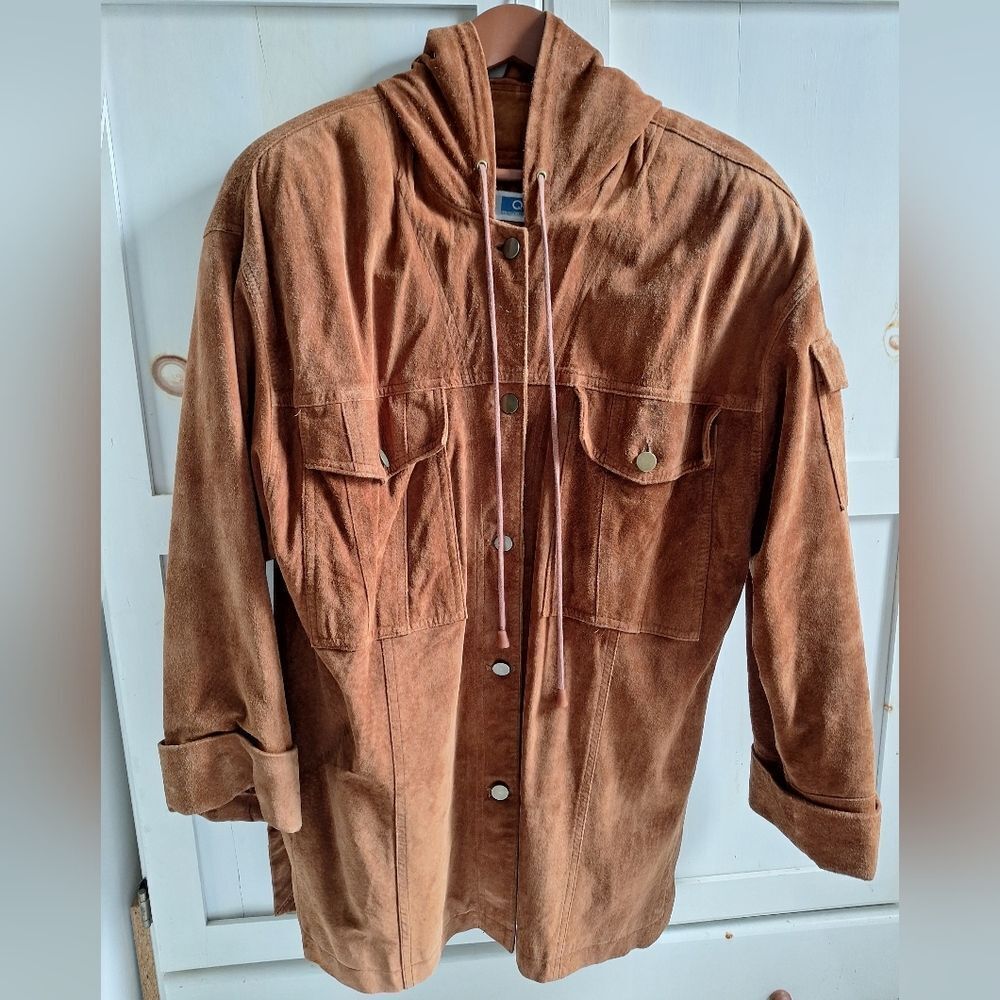 Golden Brown Suede Button-Up Jacket Small